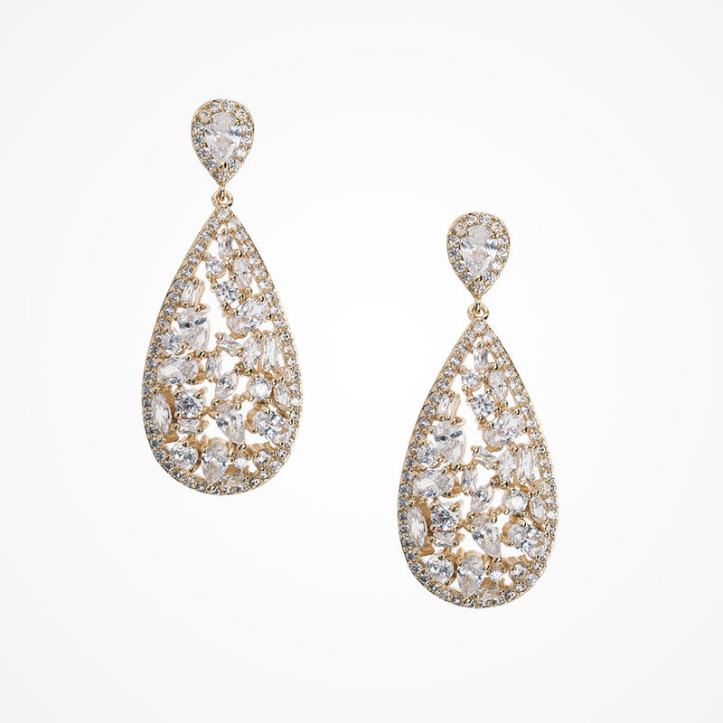 Pasadena gold crystal teardrop earrings - Liberty in Love