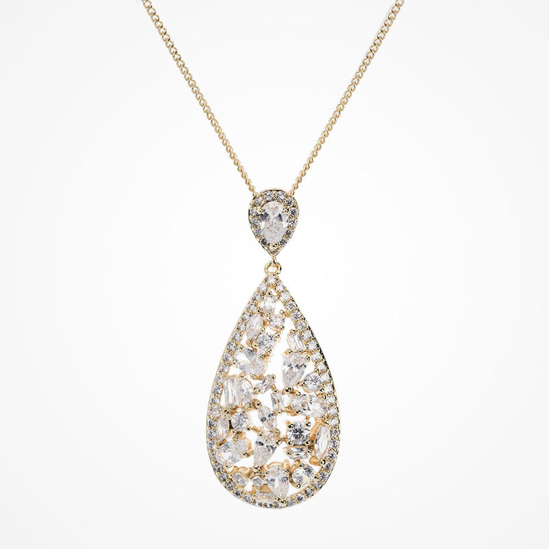 Pasadena gold crystal teardrop necklace - Liberty in Love