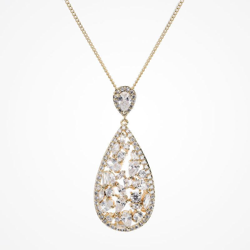 Pasadena gold crystal teardrop necklace - Liberty in Love