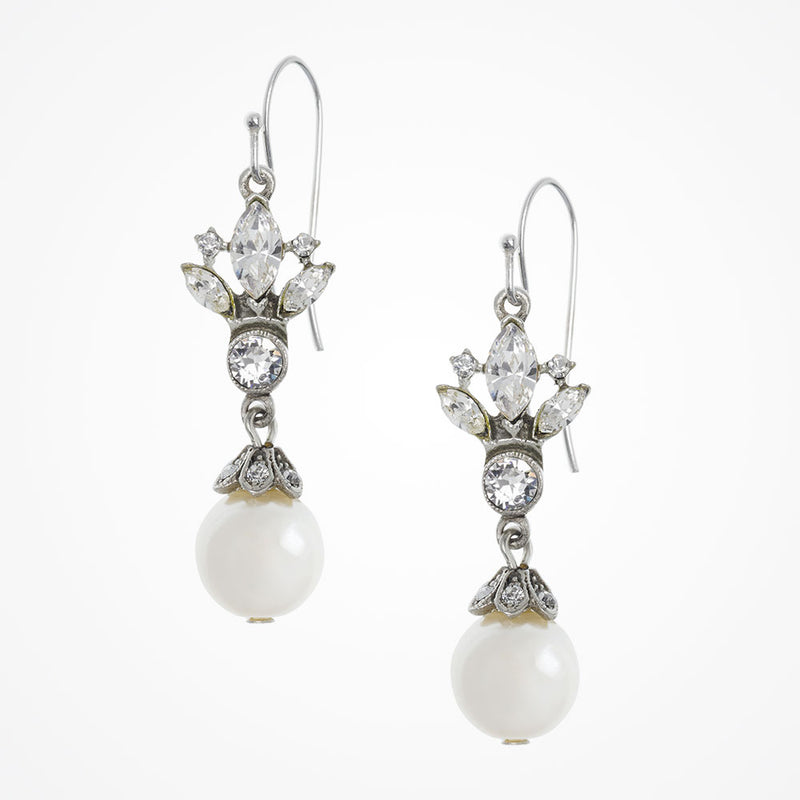 Pearl and crystal linear drop earrings - Liberty in Love