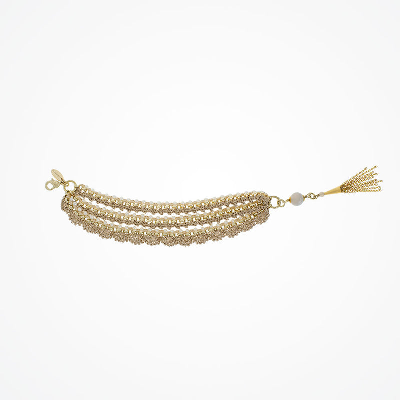 Pearl and natural agate triple strand bracelet - Liberty in Love