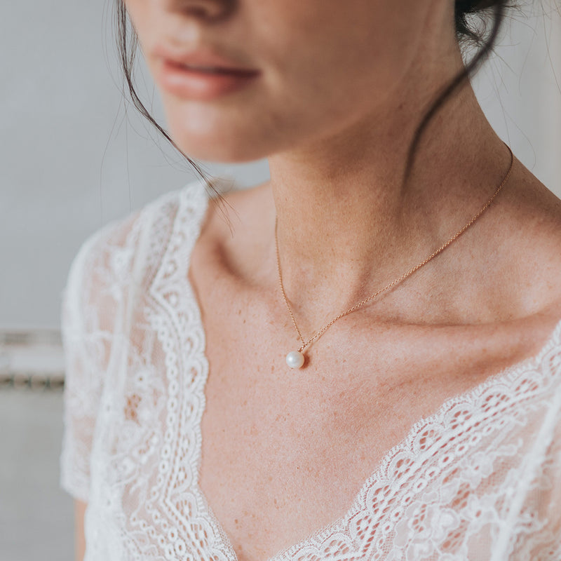 Pearl elegance rose gold pendant necklace - Liberty in Love