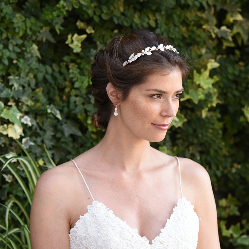 Pearl mist rose gold enamelled leaves headband - Liberty in Love