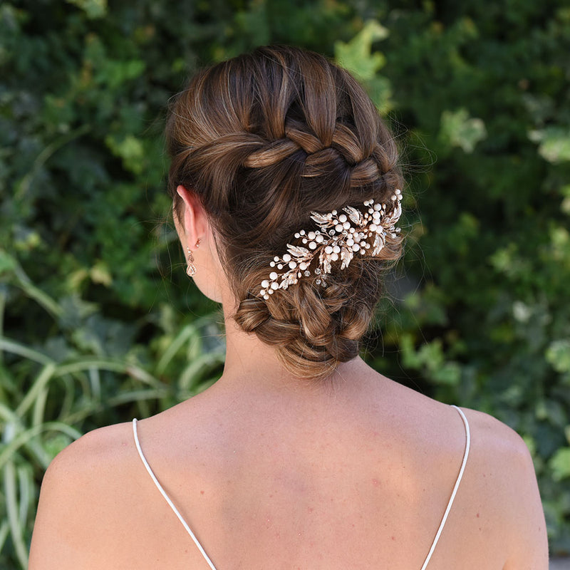 Peasblossom rose gold blush pearl and crystal hair clip - Liberty in Love