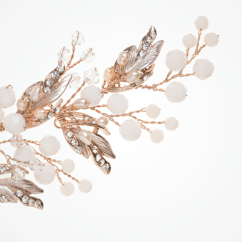 Peasblossom rose gold blush pearl and crystal hair clip - Liberty in Love