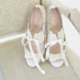 Peony ivory laser-cut leather floral sandals - size 5 only - Liberty in Love