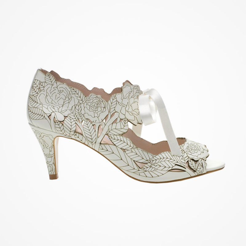 Peony low floral laser-cut sandals - size 3 only - Liberty in Love