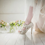 Peony ivory laser-cut leather floral sandals - Liberty in Love