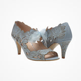 Peony low blue floral laser-cut sandals - size 4 only - Liberty in Love