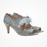 Peony low blue floral laser-cut sandals - Liberty in Love