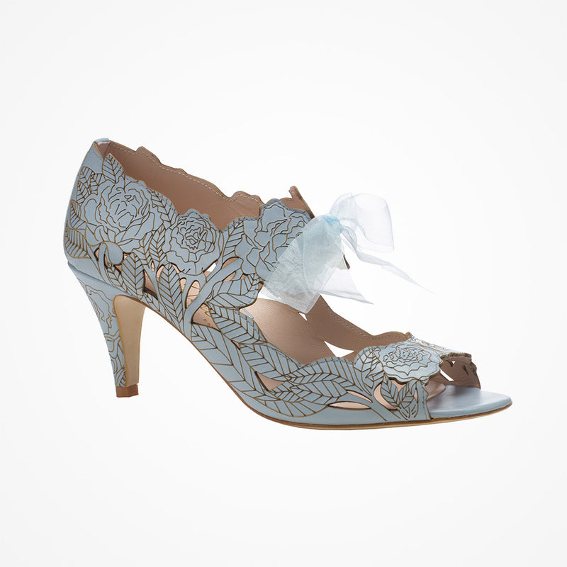 Peony low blue floral laser-cut sandals - Liberty in Love