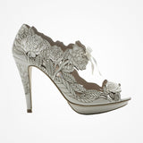 Peony ivory laser-cut leather floral sandals - size 5 only - Liberty in Love