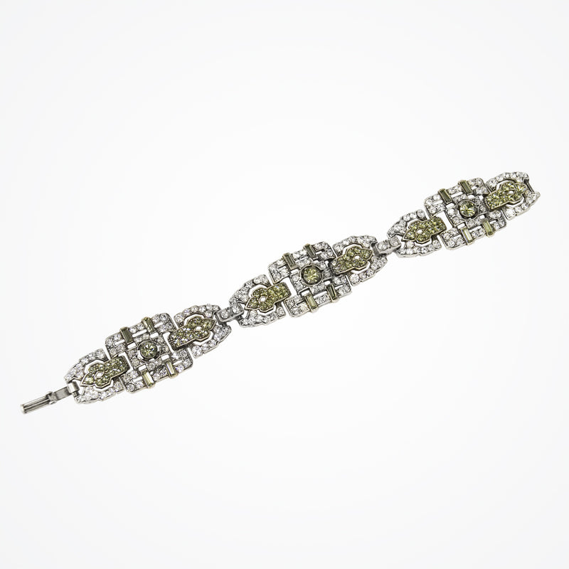 Art Deco crystal embellished geometric baguette link bracelet (BL3880) - Liberty in Love