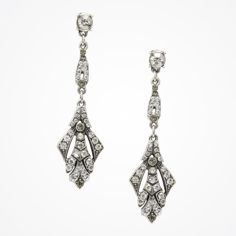 Art Deco crystal embellished short drop earrings (EA4572) - Liberty in Love