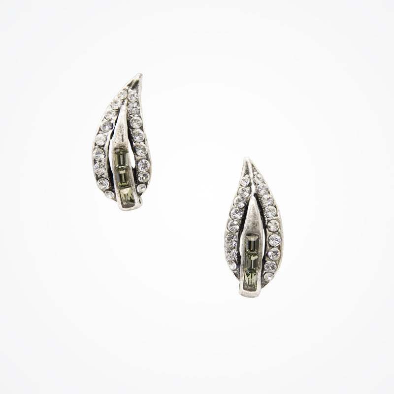 Art Deco short leaf shaped earrings (EA4718) (clip and pierced options available) - Liberty in Love