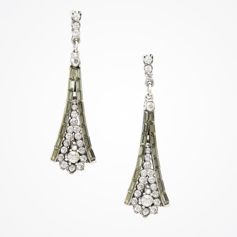 Art Deco baguette splay medium drop earrings (EA4726) - Liberty in Love