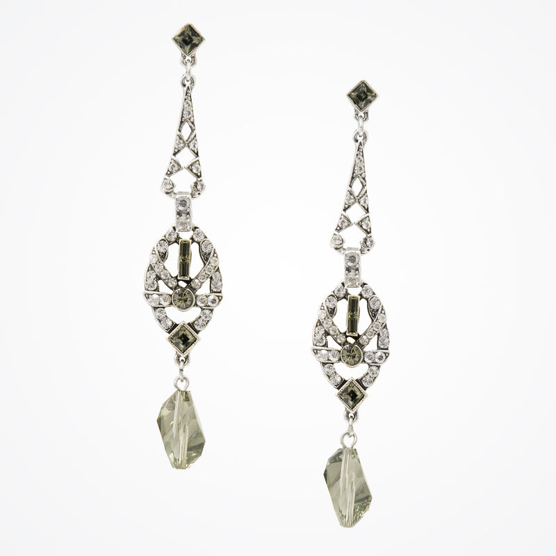 Art Deco long drop crystal tower earrings (EA4730) - Liberty in Love