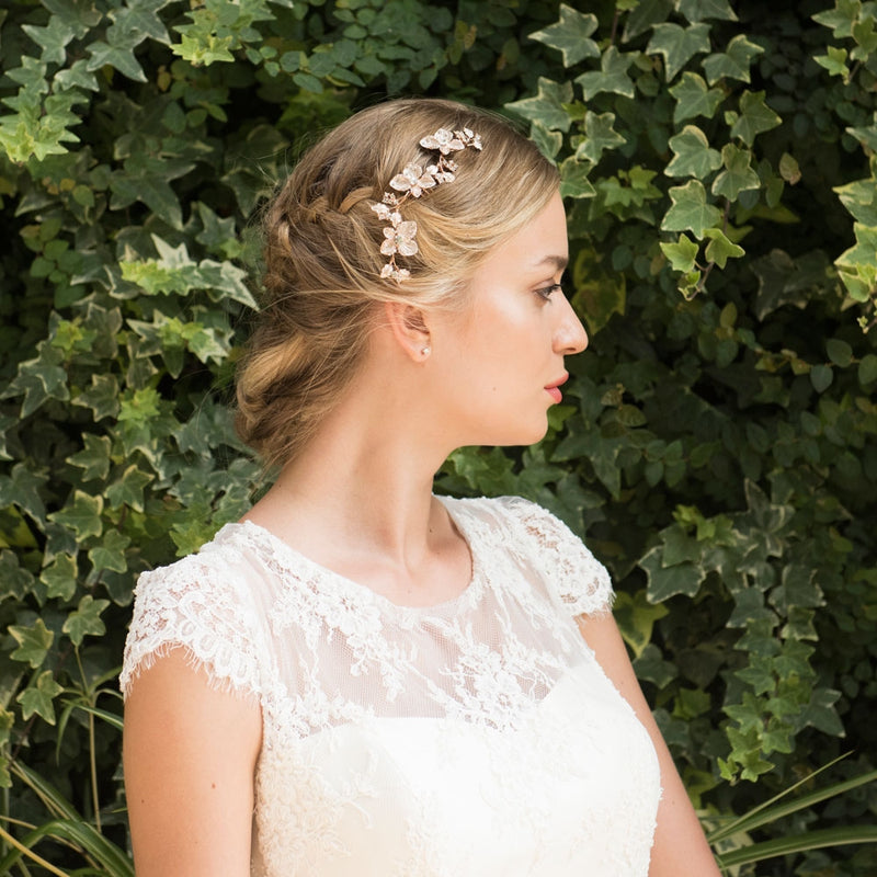 Petunia rose gold line of flowers hair comb - Liberty in Love