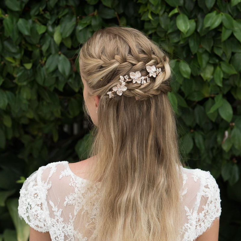 Petunia rose gold line of flowers hair comb - Liberty in Love