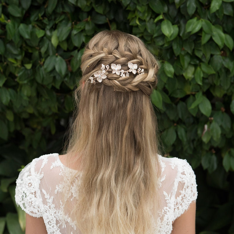 Petunia rose gold line of flowers hair comb - Liberty in Love