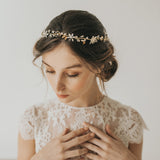 Philomena blossoms and leaves gilded headpiece - Liberty in Love