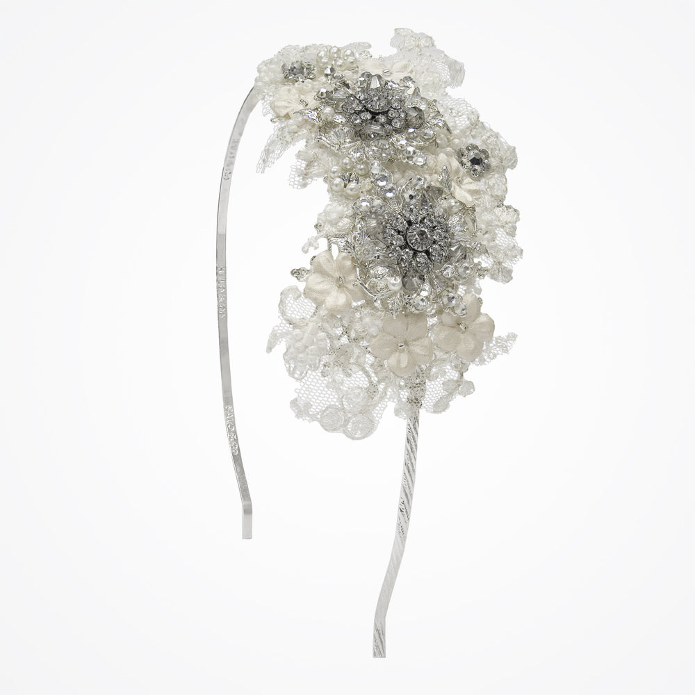 Porcelaine vintage lace bridal headband