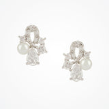 Portofino crystal and pearl swirl bridal stud earrings - Liberty in Love