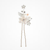Posy clustered pearl blossom and leaves silver hair pin - Liberty in Love