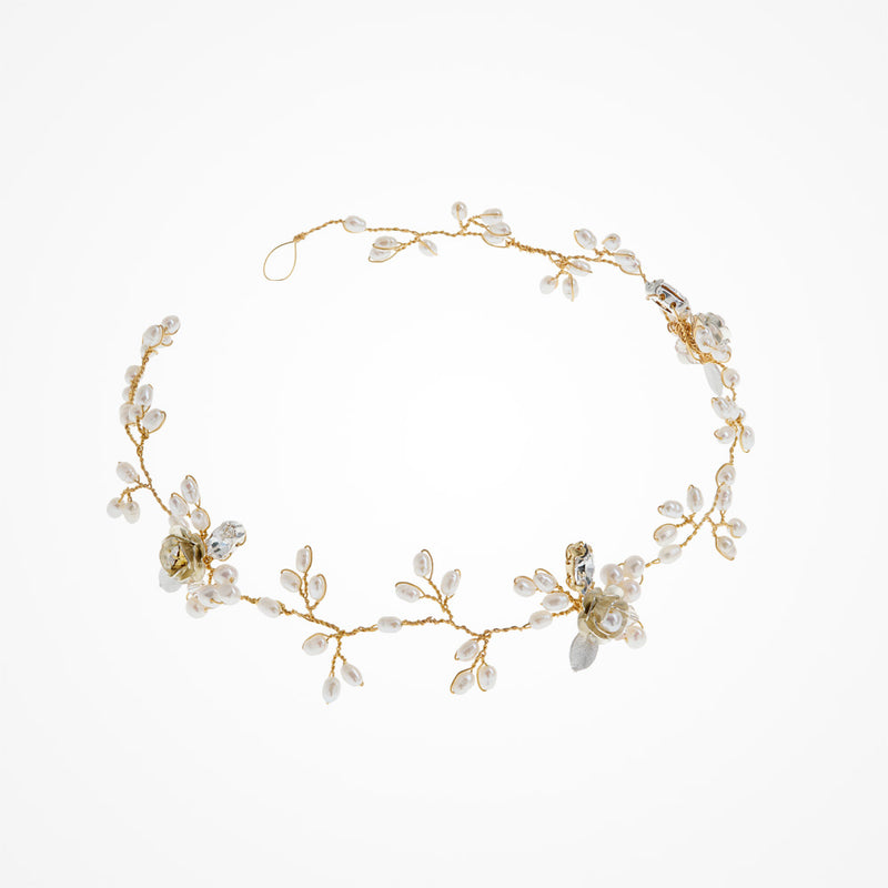 Primrose delicate blossomed gold hair vine - Liberty in Love