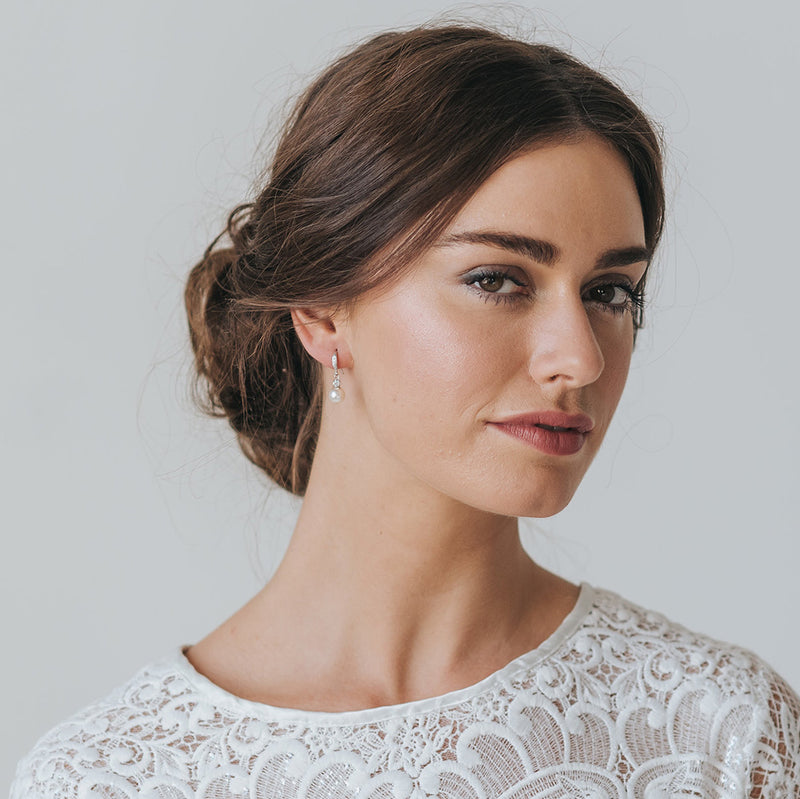 Rae crystal embellished pearl drop earrings - Liberty in Love