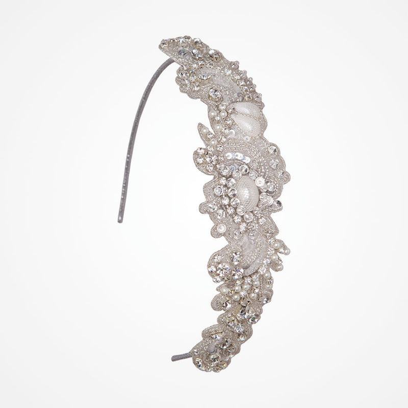 Orchid lace pearls headpiece - Liberty in Love