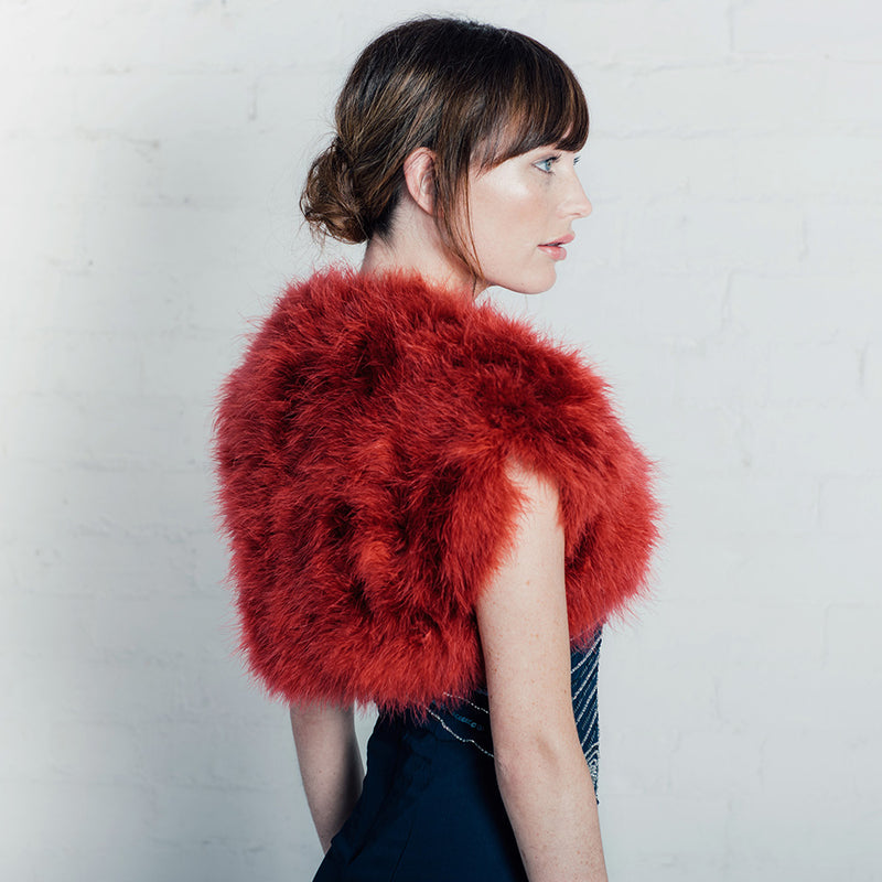 Red feather bridal bolero - Liberty in Love