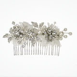 Rendez-vous ivory lace, pearl crystal and tulle bridal hair comb - Liberty in Love