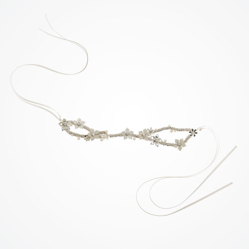 Cerys rhinestone encrusted branch hairvine with enamel flowers and pearls - Liberty in Love