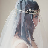 Cerys rhinestone encrusted branch hairvine with enamel flowers and pearls - Liberty in Love