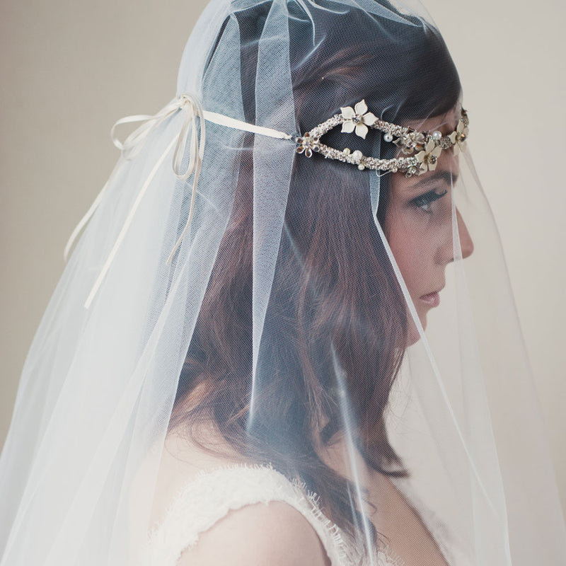 Cerys rhinestone encrusted branch hairvine with enamel flowers and pearls - Liberty in Love