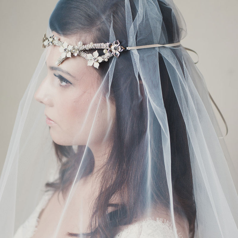 Cerys rhinestone encrusted branch hairvine with enamel flowers and pearls - Liberty in Love