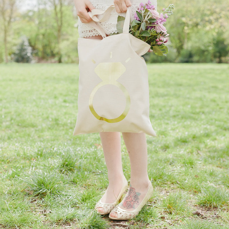 Diamond ring tote bag (gold) - Liberty in Love