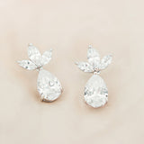 Ritza CZ leaf teardrop earrings (silver) - Liberty in Love