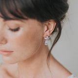 Ritza CZ leaf teardrop earrings (silver) - Liberty in Love