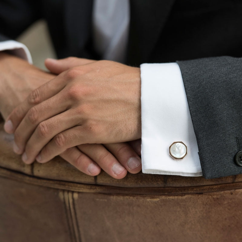 Rochester rose gold mother of pearl cufflinks - Liberty in Love