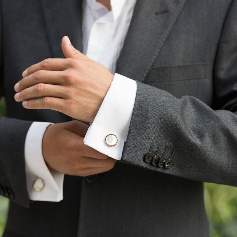 Rochester rose gold mother of pearl cufflinks - Liberty in Love