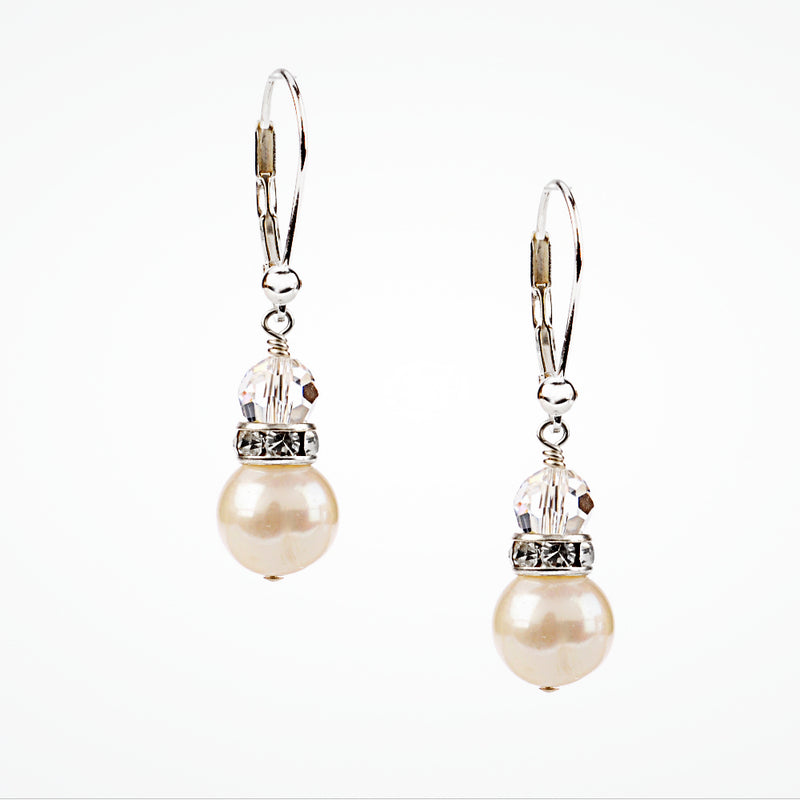 Roma pearl and crystal bridal earrings - Liberty in Love