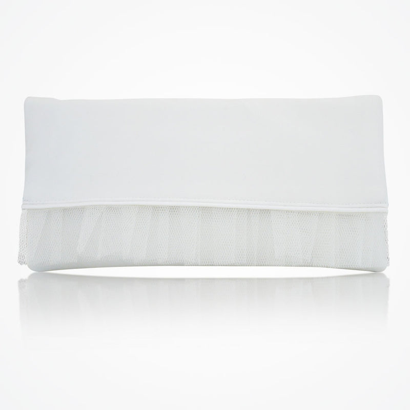 Romilly ivory satin clutch with tulle ruffle - Liberty in Love