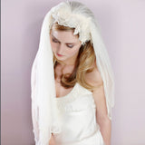 Gwyneth silk tulle veil with lace trim - Liberty in Love