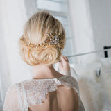 Rosamund crystal blossom gold hair vine - Liberty in Love