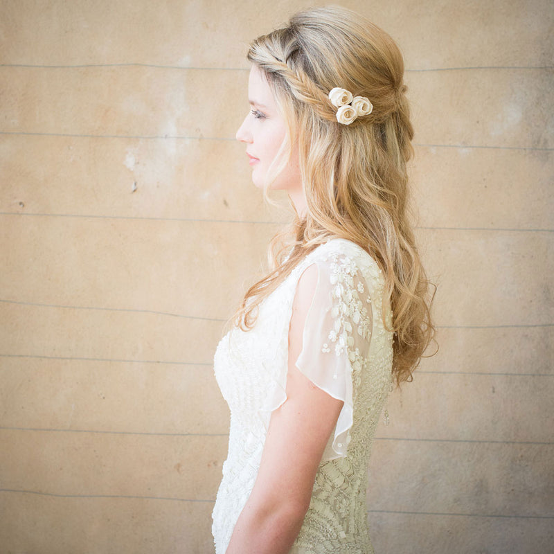 Ivory rose bud hair pins - Liberty in Love