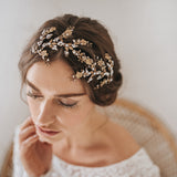 Rose garden crystal and pearl antique gold headpiece - Liberty in Love