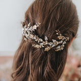 Rose garden crystal and pearl antique gold headpiece - Liberty in Love