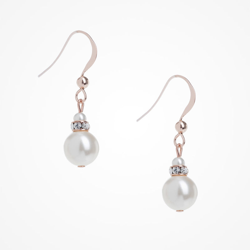 Hope crystal rondelle and pearl rose gold earrings - Liberty in Love
